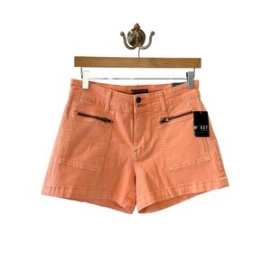 Kut from the Kloth Jane High Rise Shorts Coral Utility Zip Pocket Size 2 NWT